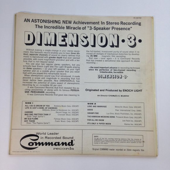 Enoch Light And The Light Brigade Dimension 3 LP Space Age Lounge 1964 Command - Picture 3 of 4